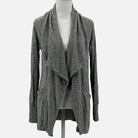 Athleta Studio Wrap Draped Cardigan Heathered Gray - Size XXS - Picture 2 of 7
